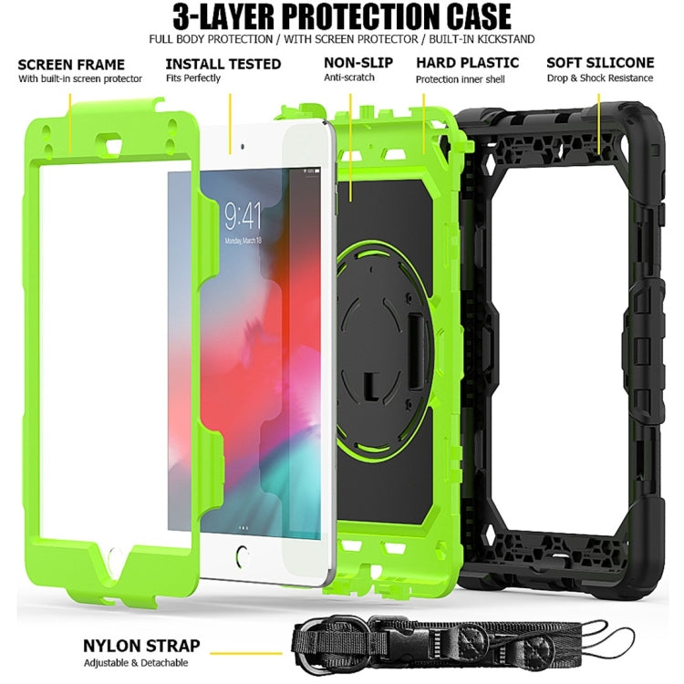 Shockproof Black Silica Gel + Colorful PC Protective Case for iPad Mini 2019 / Mini 4, with Holder & Shoulder Strap & Hand Strap & Pen Slot             ...