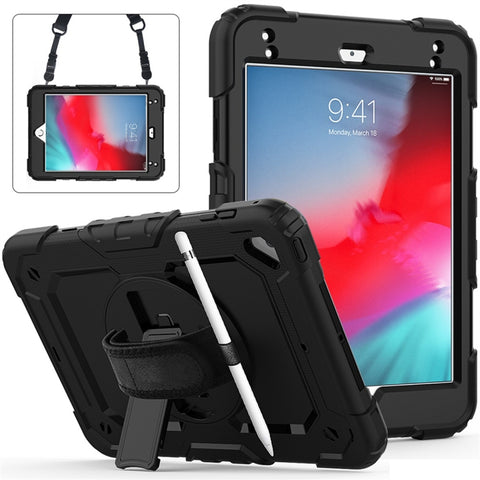 Gel de silice coloré antiurto + protection protectrice pour PC pour iPad Mini 2019 / Mini 4, avec support, tracolla, cinturino da polso e slot per penna, pour iPad Mini 2019 / Mini 4