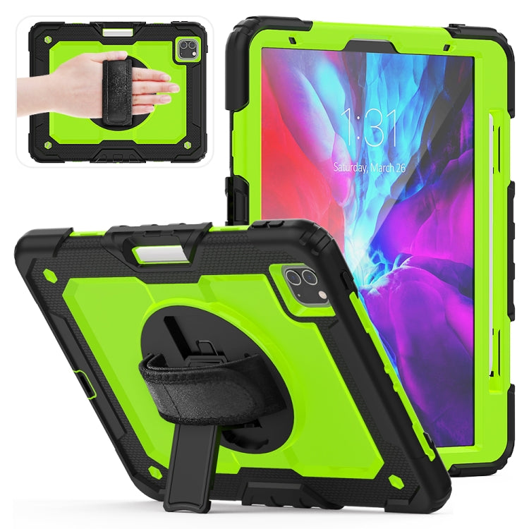 For iPad Pro 11 inch (2018) / Pro 11 inch (2020) Shockproof Black Silica Gel + Colorful PC Protective Tablet Case with Holder & Shoulder Strap & Hand St...