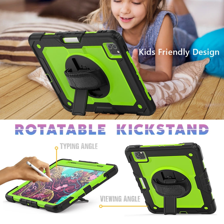 For iPad Pro 11 inch (2018) / Pro 11 inch (2020) Shockproof Black Silica Gel + Colorful PC Protective Tablet Case with Holder & Shoulder Strap & Hand St...