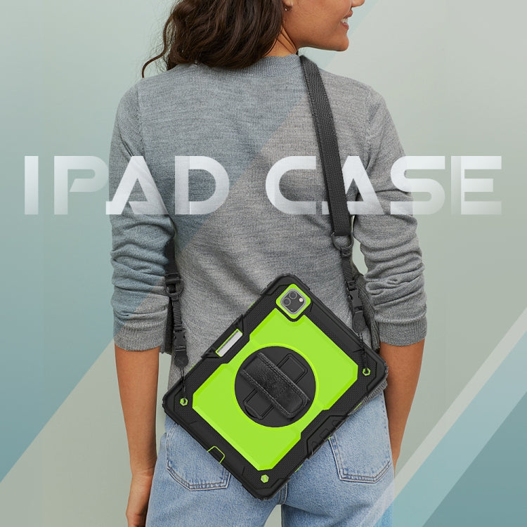 For iPad Pro 11 inch (2018) / Pro 11 inch (2020) Shockproof Black Silica Gel + Colorful PC Protective Tablet Case with Holder & Shoulder Strap & Hand St...