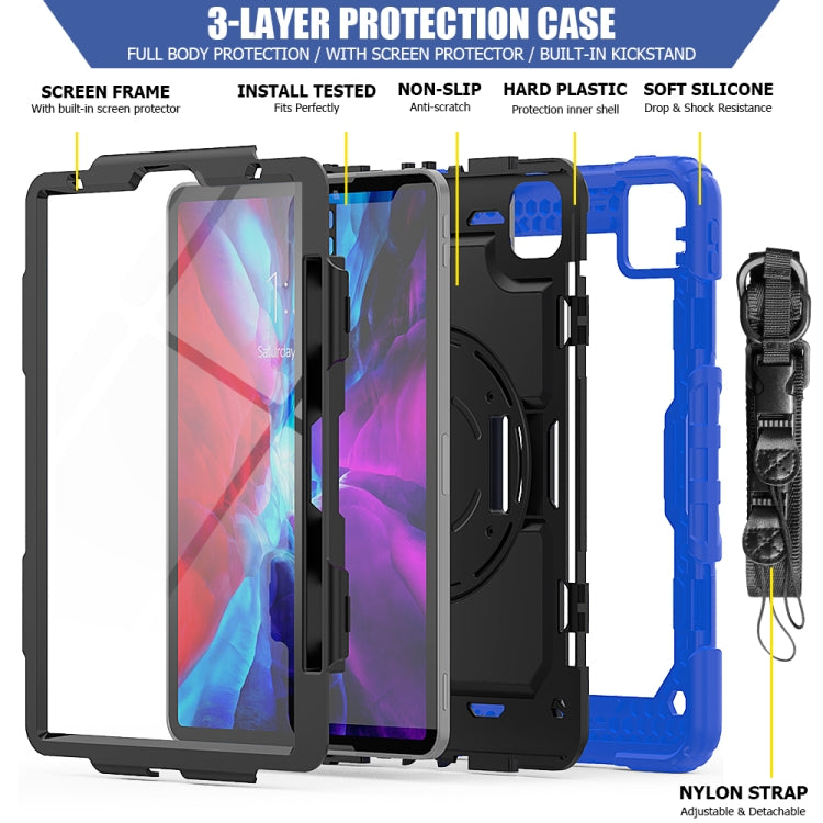 For iPad Pro 11 inch (2018) / Pro 11 inch (2020) Shockproof Colorful Silica Gel + PC Protective Tablet Case with Holder & Shoulder Strap & Hand Strap & ...