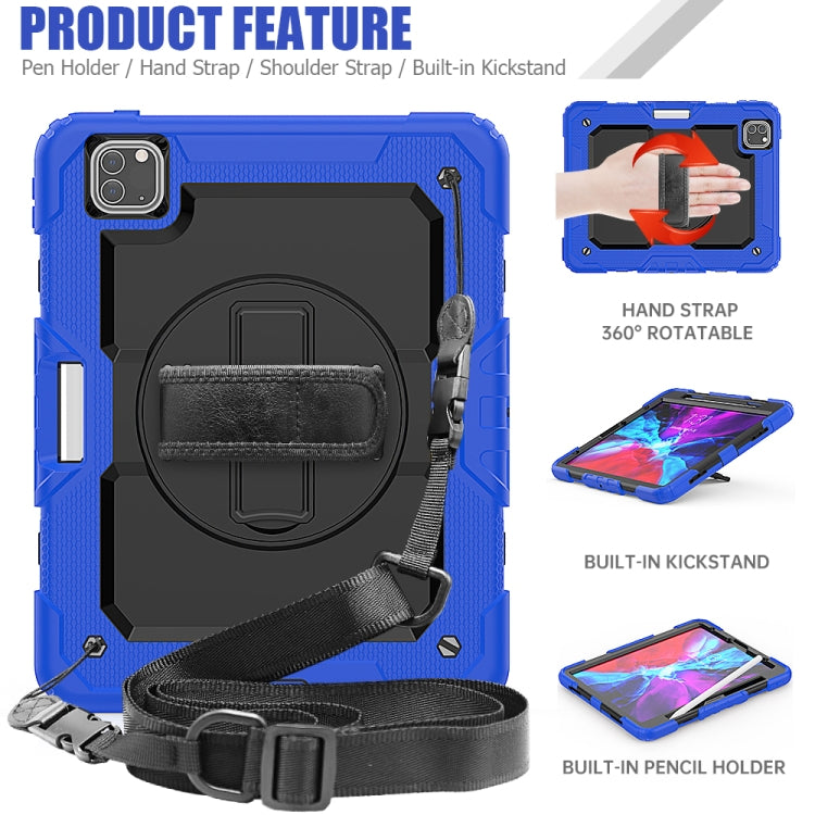 For iPad Pro 11 inch (2018) / Pro 11 inch (2020) Shockproof Colorful Silica Gel + PC Protective Tablet Case with Holder & Shoulder Strap & Hand Strap & ...