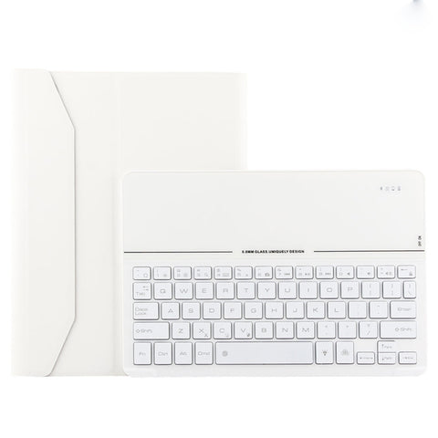 FT2068D Pour iPad Air 2 et Air 1 / Pro 9,7 pouces et iPad 2017 et iPad 2018 Version rétroéclairée Texture peau d'agneau Support stable pour tablette en peau avec bouton Bluetooth en verre trempé avec fente pour stylo et fonction de support
