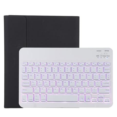 TG11BS Custodia tablet staccabile in pelle microfibra con tastiera Bluetooth bianca per iPad Pro 11 pollici (2020), con retroilluminazione, slot per penna e supporto, White Keyboard