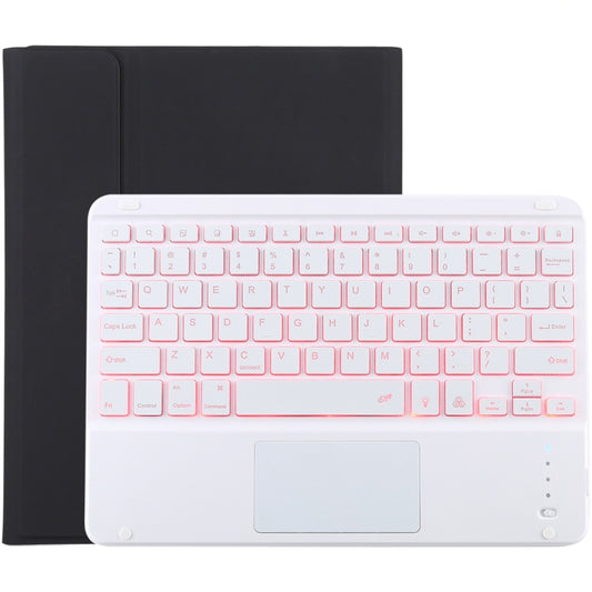 TG-102BCS Tastiera Bluetooth bianca staccabile + Custodia tablet in pelle microfibra per iPad 10,2 pollici / iPad Air (2019), con touch pad, retroilluminazione, slot per penna e supporto, White Keyboard