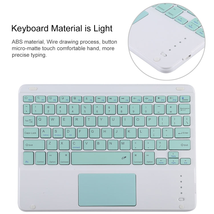TG-102BC Detachable Bluetooth Green Keyboard + Microfiber Leather Tablet Case for iPad 10.2 inch / iPad Air (2019), with Touch Pad & Pen Slot & Holder  ...