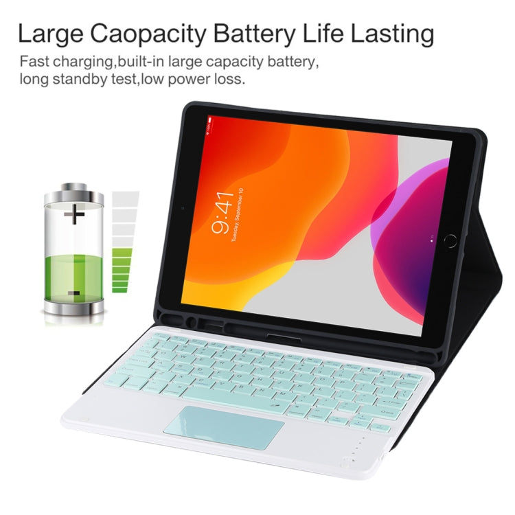 TG-102BC Detachable Bluetooth Green Keyboard + Microfiber Leather Tablet Case for iPad 10.2 inch / iPad Air (2019), with Touch Pad & Pen Slot & Holder  ...