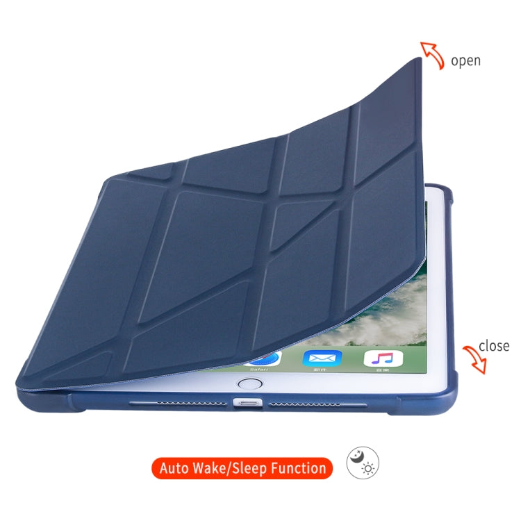 Multi-folding Shockproof TPU Protective Case for iPad 9.7 (2018) / 9.7 (2017) / air / air2, with Holder & Pen Slot                                      ...