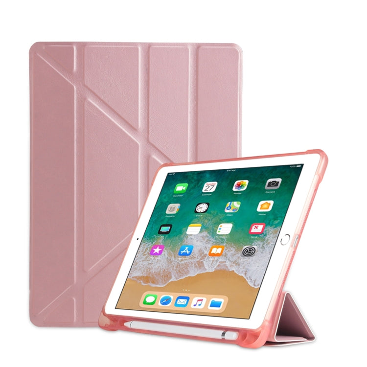 Multi-folding Shockproof TPU Protective Case for iPad 9.7 (2018) / 9.7 (2017) / air / air2, with Holder & Pen Slot                                      ...