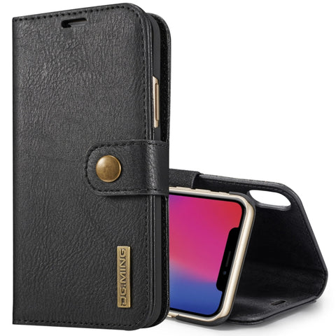 Per iPhone X / XS DG.MING Custodia protettiva magnetica rimovibile con texture Crazy Horse orizzontale con supporto, slot per carte e portafoglio, iPhone  X, For  X, iPhone X