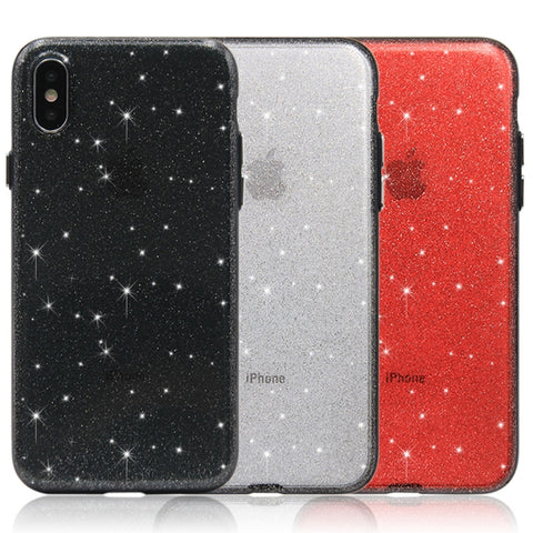 Per iPhone X / XS Custodia rigida protettiva per PC in polvere scintillante
