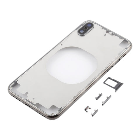 Couverture postérieure transparente avec accessoire de caméra photo, pour carte SIM et boutons latéraux pour iPhone X, Pour iPhone X (arrière transparent), Pour iPhone X (blanc transparent)