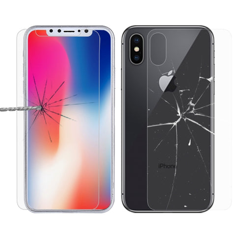 Per iPhone X 9H Durezza superficiale 2.5D Proteggi schermo anteriore + posteriore in vetro temperato trasparente