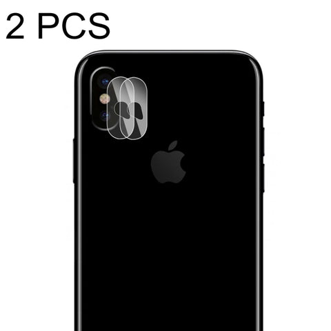 Per iPhone X 2 pezzi ENKAY Hat-Prince 0.2mm 9H Durezza 2.15D Curvo antideflagrante Protezione per obiettivo fotocamera posteriore Pellicola protettiva in vetro temperato, iPhone X with Hole (2 PCS)
