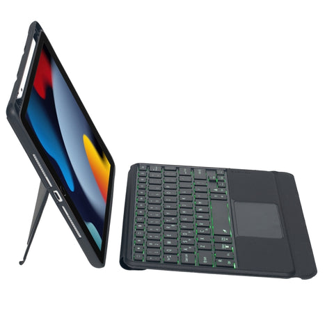 T102-AS Per iPad 10.2 2021/2020/2019 / Air 3 10.5/Pro 10.5 Custodia in pelle con tastiera Bluetooth tipo split retroilluminazione touch, T102-AS