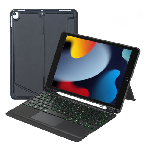 T102-AS Per iPad 10.2 2021/2020/2019 / Air 3 10.5/Pro 10.5 Custodia in pelle con tastiera Bluetooth tipo split retroilluminazione touch, T102-AS
