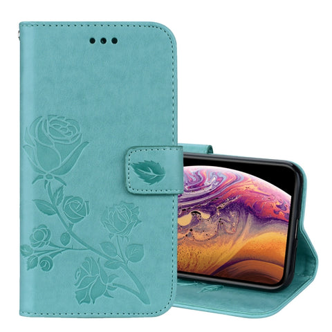 Per iPhone XS Max Custodia in pelle PU con chiusura orizzontale in rilievo rosa con supporto, slot per carte e portafoglio, For XS Max