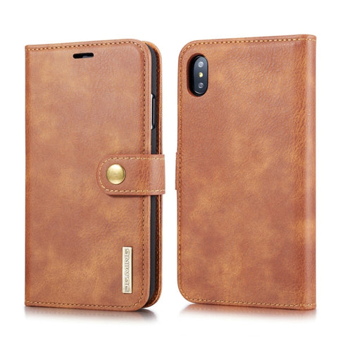 Pour iPhone XS Max DG.MING Étui en peau magnétique bord amovible avec texture Crazy Horse avec support, emplacement pour carte et portafoglio, iPhone XS Max, Pour iPhone XS Max