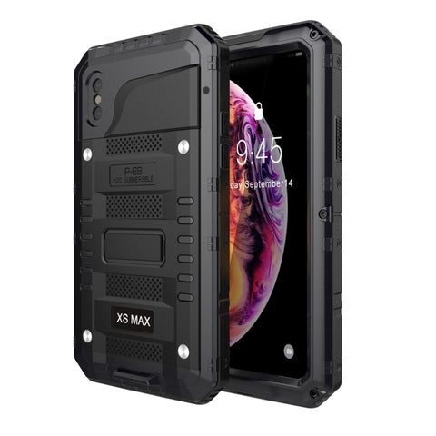 Per iPhone XS Max Custodia impermeabile antipolvere antiurto in lega di zinco + silicone, iPhone XS Max