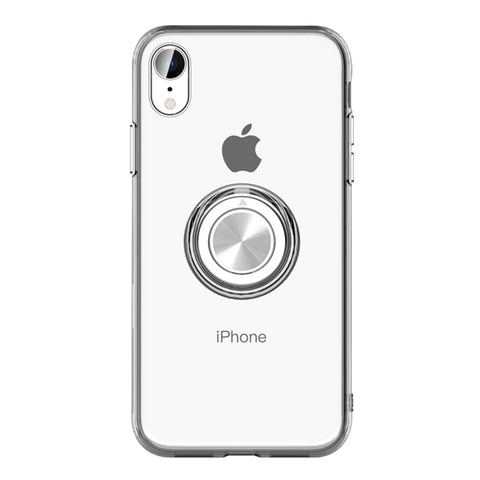 Per iPhone XR Custodia ad anello in metallo TPU trasparente con supporto per anello in metallo, iPhone  XR, iPhone   XR