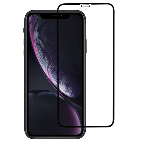 Per iPhone 11 / XR Pellicola in vetro temperato a schermo intero con stampa in seta a colla completa, For XR (1 PCS) Black