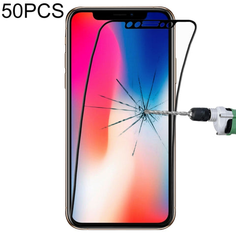 Per iPhone 11 Pro / XS / X 50 pezzi 0,1 mm 9H Pellicola in fibra di vetro temperato flessibile a schermo intero, Per iPhone 11 Pro / XS / X