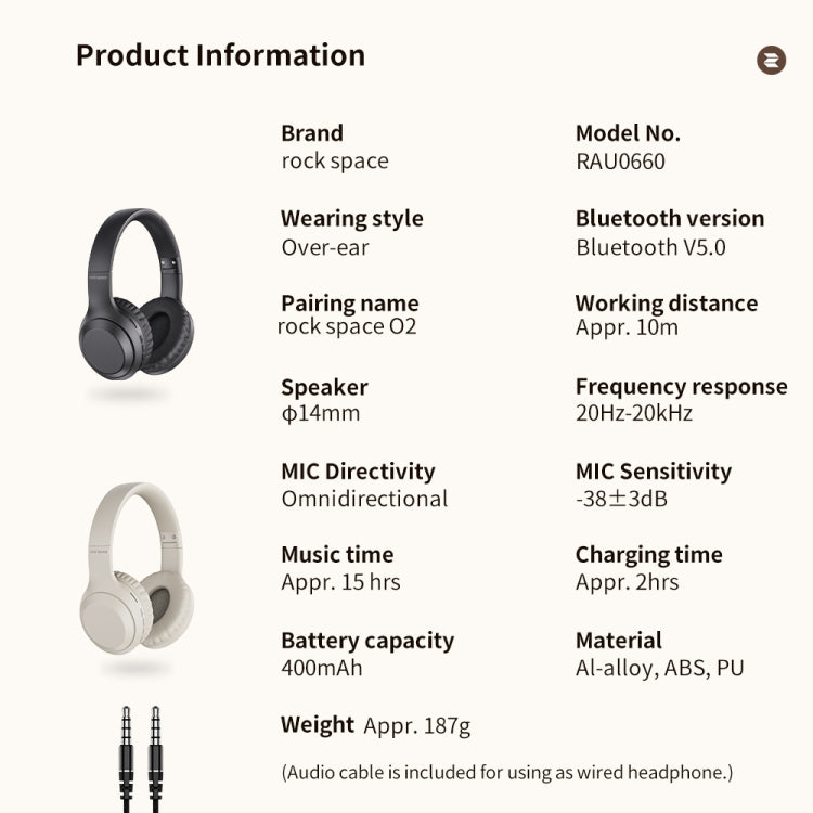 ROCK Space O2 HiFi Bluetooth 5.0 Wireless Headphones with
