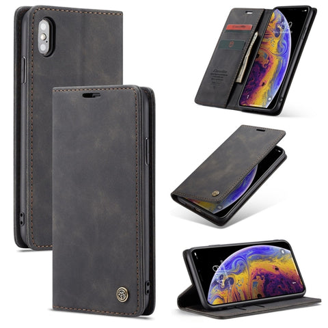 Per iPhone X / XS CaseMe-013 Custodia multifunzionale in pelle con chiusura orizzontale smerigliata retrò con slot per schede, supporto e portafoglio, For iPhone X / XS