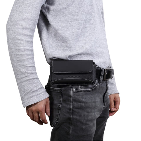Custodia in pelle da uomo universale in tessuto Oxford portatile per cellulare, marsupio per smartphone da 5,2 pollici o inferiori