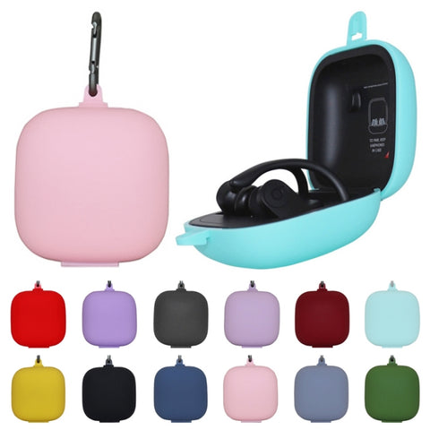 Custodia protettiva per auricolari Bluetooth senza fili in silicone tinta unita per Beats Powerbeats Pro, Black, Dark Blue, Gray Blue, Grass Green, Grey, Light Purple, Mint Green, Purple, Red, Wine Red, Yellow