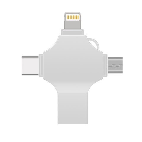 Clé USB 3.0 4 en 1 128 Go 8 broches + Micro USB + USB-C / Type-C + Flash USB en métal
