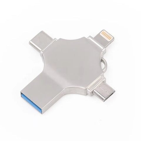 Clé USB 3.0 4 en 1 128 Go 8 broches + Micro USB + USB-C / Type-C + Flash USB en métal