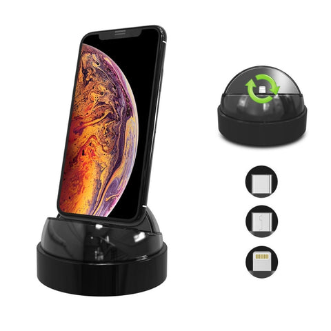 XBX-018 Supporto di ricarica per telefono multifunzione 8 pin + USB-C / Type-C + Micro USB 3 in 1