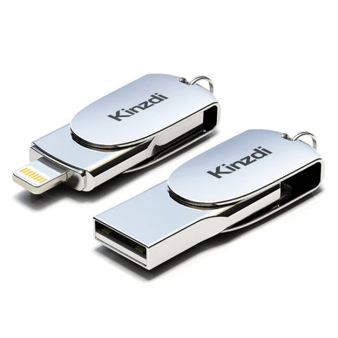Kinzdi 32 Go USB + interface 8 broches Metal Twister Flash U Disk, 32 Go USB + 8 broches Argent