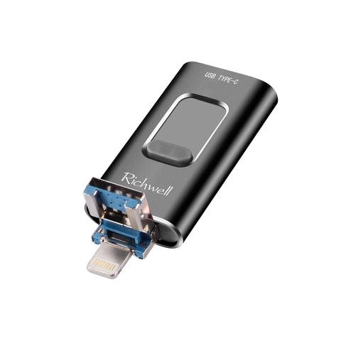 Richwell Disco flash push-pull in metallo 3 in 1 64G tipo C + 8 pin + USB 3.0 con funzione OTG