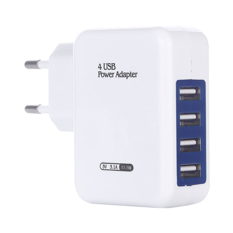 Chargeur de voyage chargeur mural USB à 4 portes HT-CD03 15,5 W 5 V 3,1 A, colonne européenne, HT-CD03