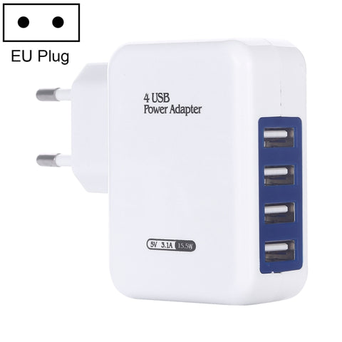 Chargeur de voyage chargeur mural USB à 4 portes HT-CD03 15,5 W 5 V 3,1 A, colonne européenne, HT-CD03