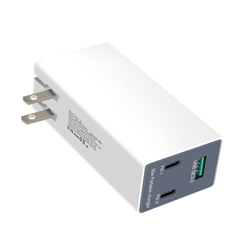 WLX-X3 Caricatore USB multifunzione portatile pieghevole da 36 W a 90 gradi, presa americana