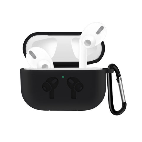 Per AirPods Pro Custodia protettiva per auricolari in silicone Flip Cover con fibbia antigoccia, Black, Grey