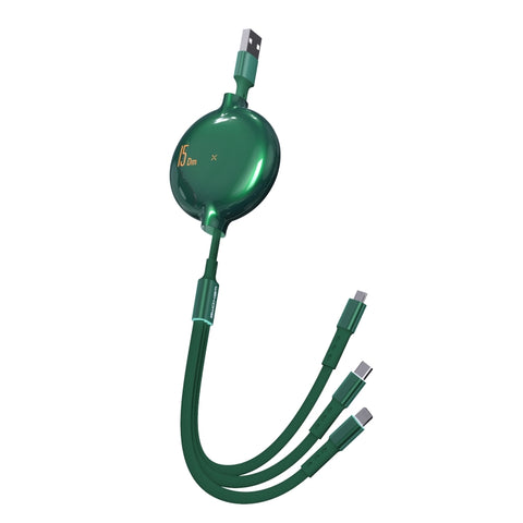 WK WDC-124 3A 3 en 1 8 broches + type C / USB-C + câble de données de série télescopique micro USB, longueur : 1,5 m