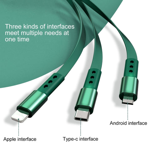 WK WDC-124 3A 3 en 1 8 broches + type C / USB-C + câble de données de série télescopique micro USB, longueur : 1,5 m