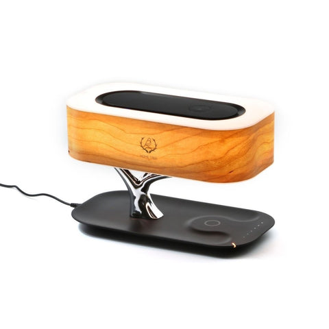 Lampada da tavolo con altoparlante Bluetooth Tree Light, caricabatterie wireless per telefono, presa UK, presa UK