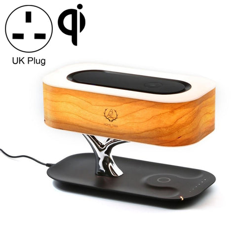 Lampada da tavolo con altoparlante Bluetooth Tree Light, caricabatterie wireless per telefono, presa UK, presa UK