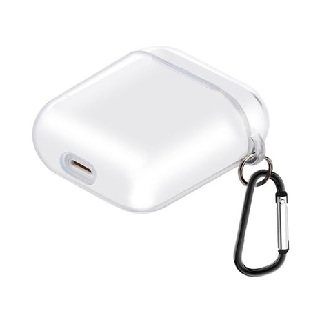 Per AirPods 1/2 Custodia protettiva per auricolari in TPU trasparente alta con gancio
