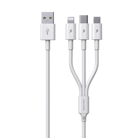 WK WDC-111 5A 3 In 1 8 Pin + Micro + Cavo di ricarica super veloce multifunzione Type-C / USB-C, Lunghezza: 1,3 m