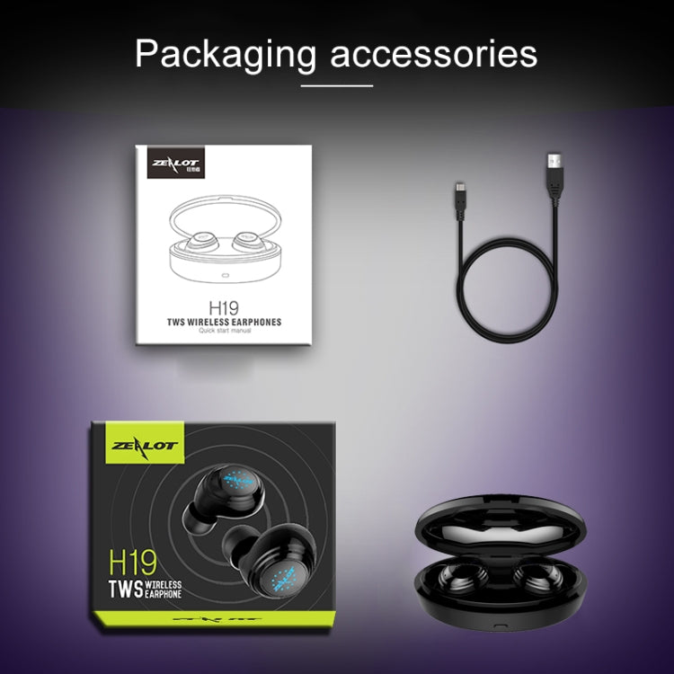 ZEALOT H19 TWS Bluetooth 5.0 Auricolare Bluetooth wireless touch con scatola di ricarica magnetica, supporto chiamata HD e connessione automatica Bluetooth, H19