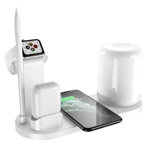 WS6 10W 2 portes USB + lampe d'écriture multifonction port USB-C/Type-C + chargeur de voiture sans fil Qi