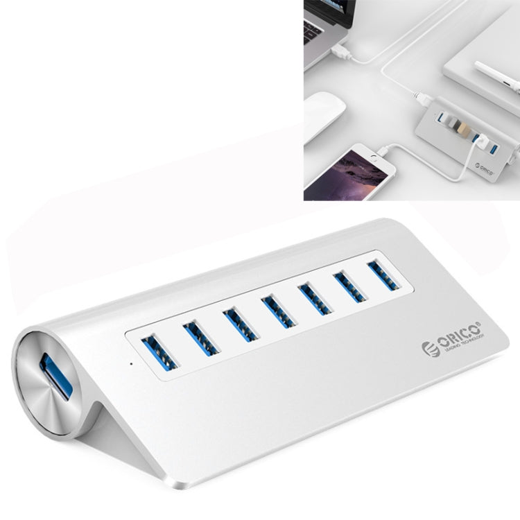 Aluminum USB Hub with 7 Ports and 30W Power Adapter