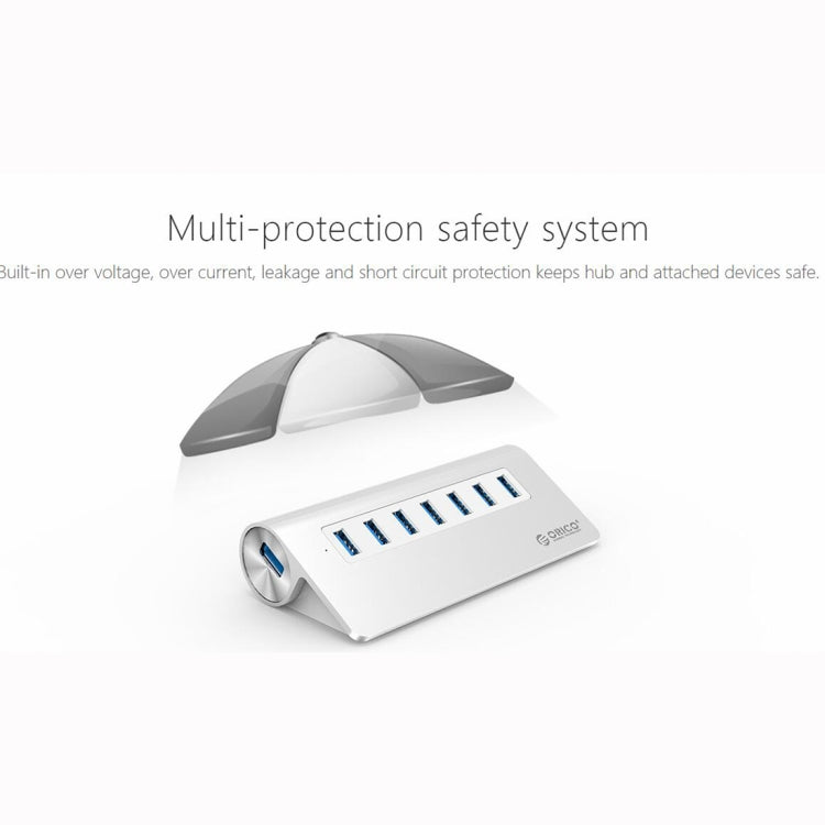 Aluminum USB Hub with 7 Ports and 30W Power Adapter